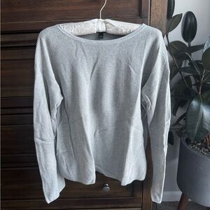 Banana Republic Factory Light Gray Ribbed Long Sleeve Top